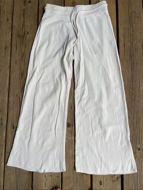 🇺🇸 MATE XS Waffle Cream Wide-Leg Lounge Pants 100% Organic Cotton Made in USA